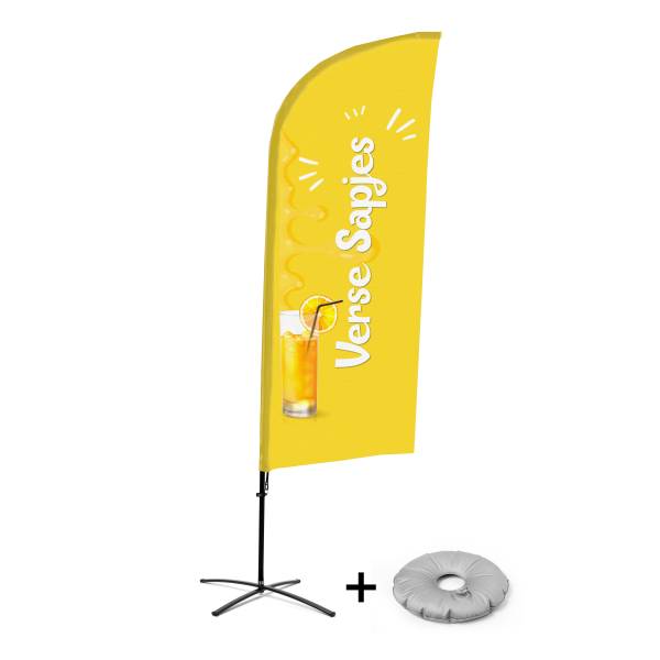 Beachflag Alu Wind Komplett-Set Frischer Saft Niederländisch Kreuzständer