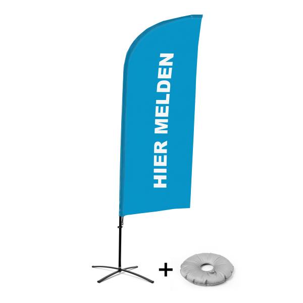 Beachflag Alu Wind Komplett-Set Hier Anmelden Blau Niederländisch Kreuzständer