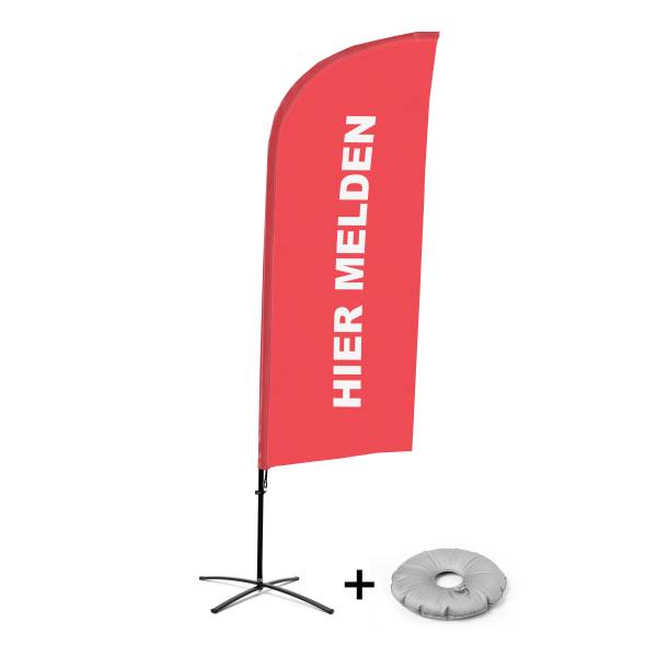 Beachflag Alu Wind Komplett-Set Hier Anmelden Rot Niederländisch Kreuzständer