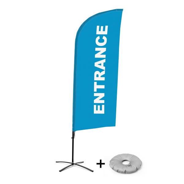 Beachflag Alu Wind Komplett-Set Eingang Blau Englisch Kreuzständer