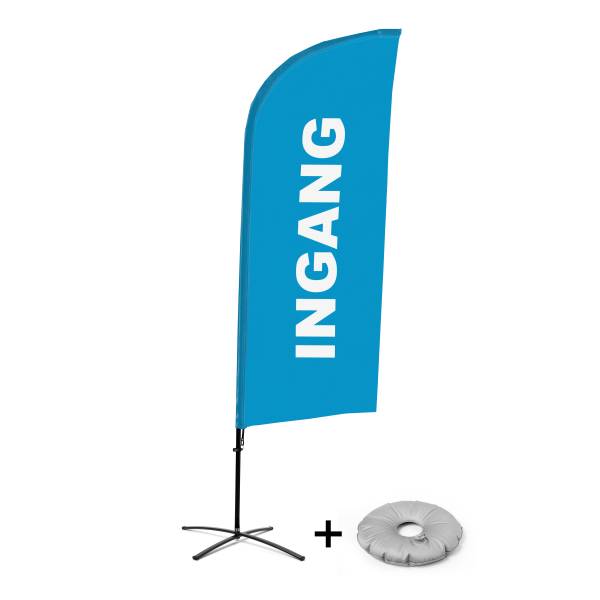 Beachflag Alu Wind Komplett-Set Eingang Blau Niederländisch Kreuzständer