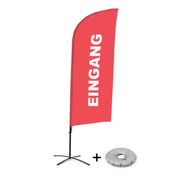 Beachflag Alu Wind Komplett-Set Eingang Rot Deutsch Kreuzständer