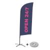 Beachflag Alu Wind Komplett-Set 24/7 Geöffnet Englisch ECO - 1