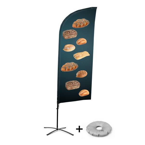 Beachflag Alu Wind Komplett-Set Brot Kreuzständer
