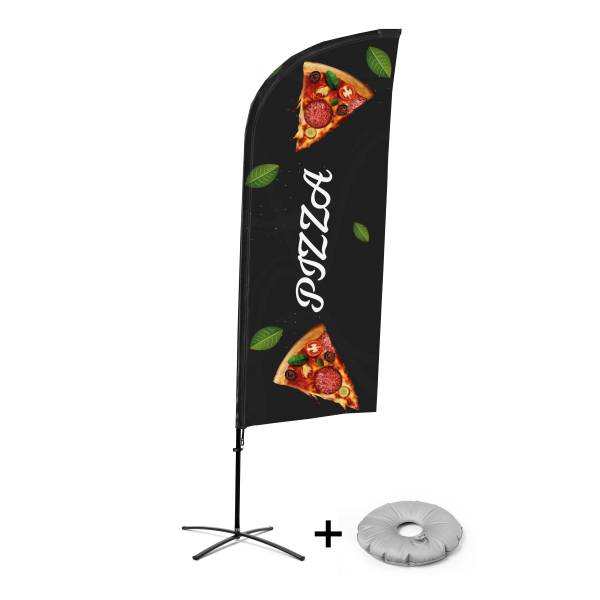 Beachflag Alu Wind Komplett-Set Pizza Kreuzständer