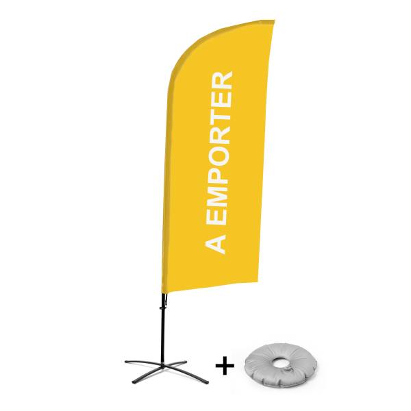 Beachflag Alu Wind Komplett-Set Take Away Gelb Französisch Kreuzständer