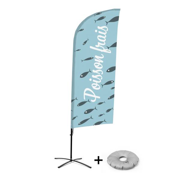 Beachflag Alu Wind Komplett-Set Frischer Fisch Französisch Kreuzständer