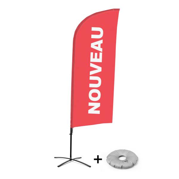 Beachflag Alu Wind Komplett-Set Neu Rot Französisch Kreuzständer