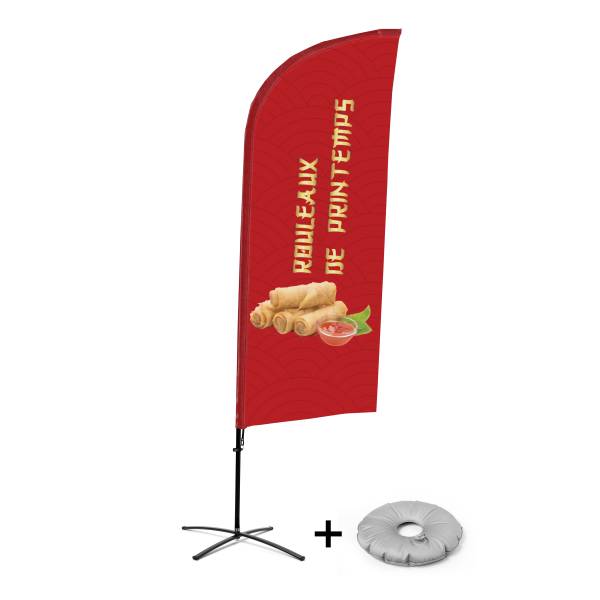 Beachflag Alu Wind Komplett-Set Frühlingsrollen Französisch Kreuzständer