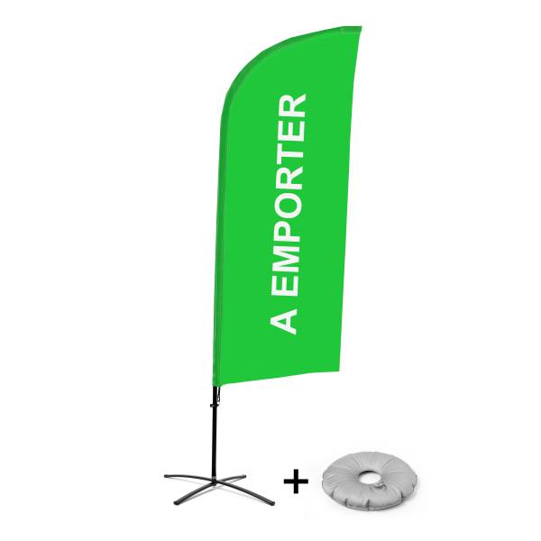 Beachflag Alu Wind Komplett-Set Take Away Grün Französisch Kreuzständer