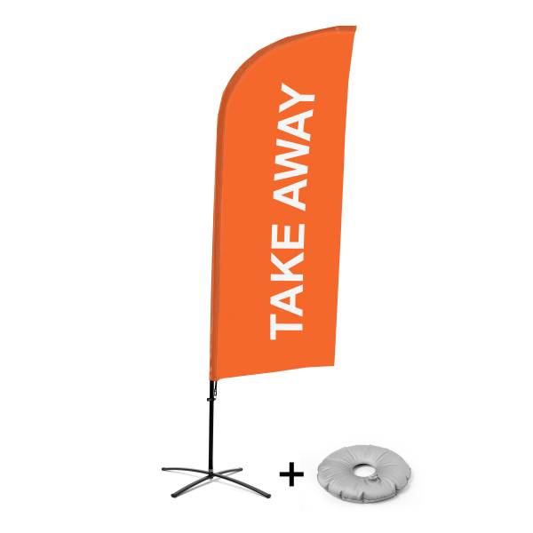 Beachflag Alu Wind Komplett-Set Take Away Orange Kreuzständer