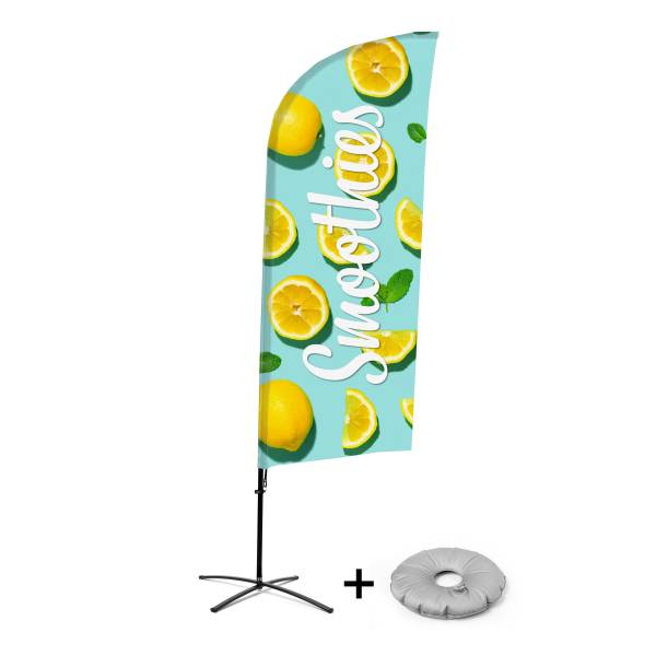 Beachflag Alu Wind Komplett-Set Smoothies Zitrone Kreuzständer