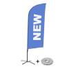 Beachflag Alu Wind Komplett-Set Neu Blau Englisch Kreuzständer - 7