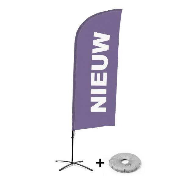 Beachflag Alu Wind Komplett-Set Neu Lila Niederländisch Kreuzständer