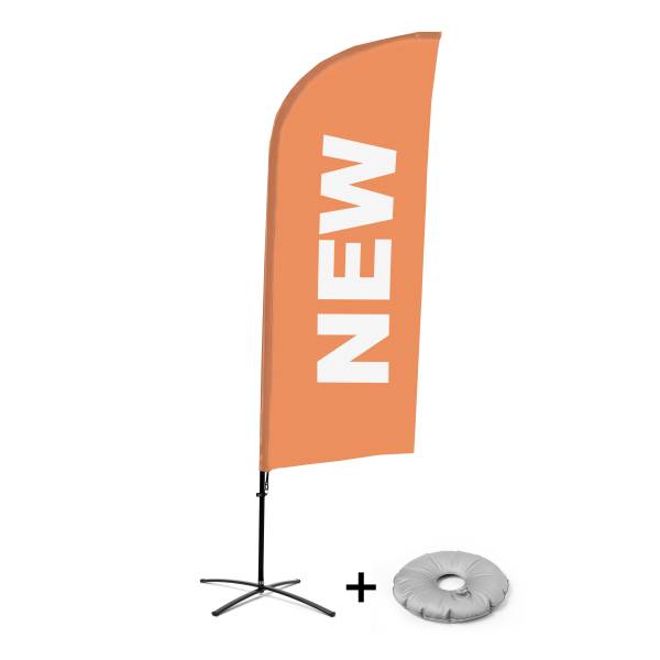 Beachflag Alu Wind Komplett-Set Neu Orange Englisch Kreuzständer