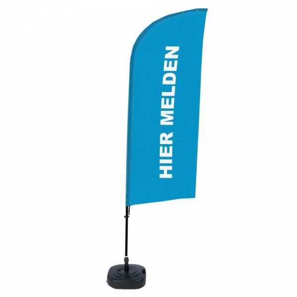 Beachflag Alu Wind Komplett-Set Hier Anmelden Blau Niederländisch