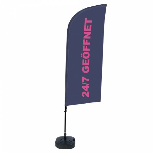 Beachflag Alu Wind Komplett-Set 24/7 Geöffnet Deutsch ECO