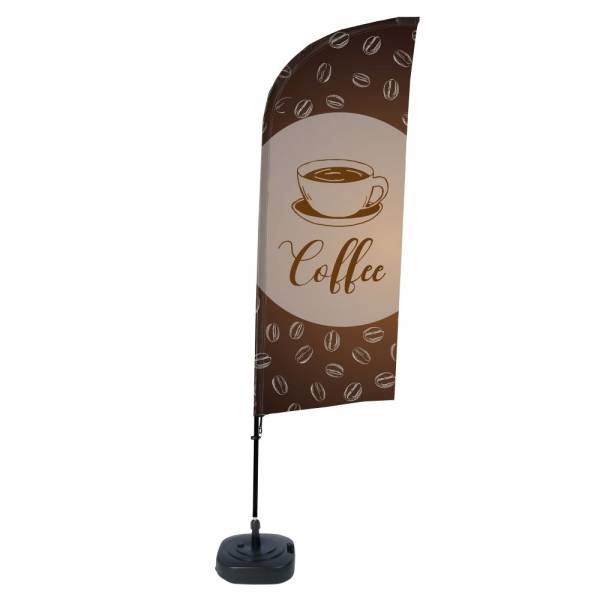 Beachflag Alu Wind Komplett-Set Kaffee Englisch ECO
