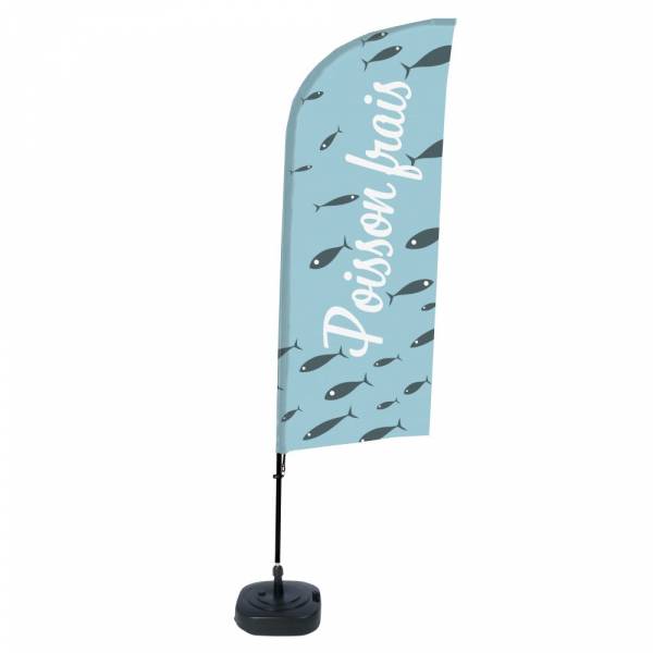 Beachflag Alu Wind Komplett-Set Frischer Fisch Französisch ECO