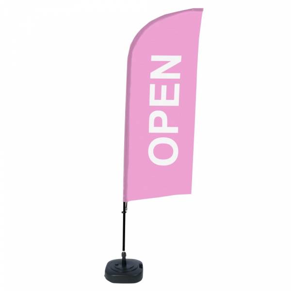 Beachflag Alu Wind Komplett-Set Geöffnet Pink Englisch