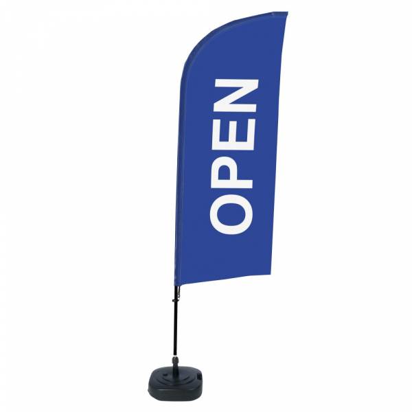 Beachflag Alu Wind Komplett-Set Geöffnet Blau Englisch