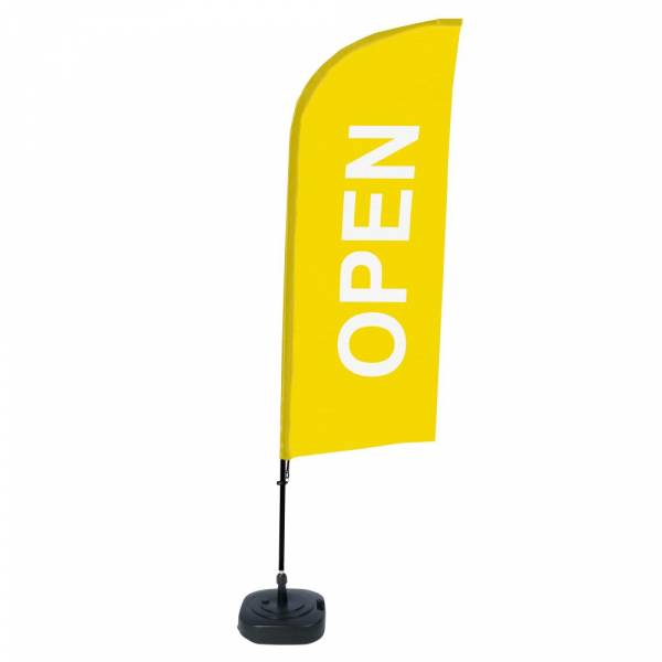 Beachflag Alu Wind Komplett-Set Geöffnet Gelb Englisch