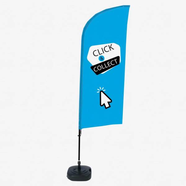 Beachflag Alu Wind Komplett-Set Click & Collect Blau Englisch ECO