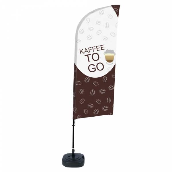 Beachflag Alu Wind Komplett-Set Kaffee To Go Deutsch ECO