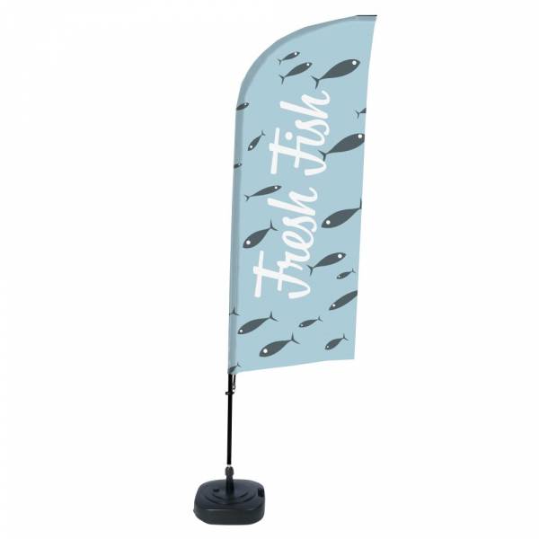 Beachflag Alu Wind Komplett-Set Frischer Fisch Englisch ECO