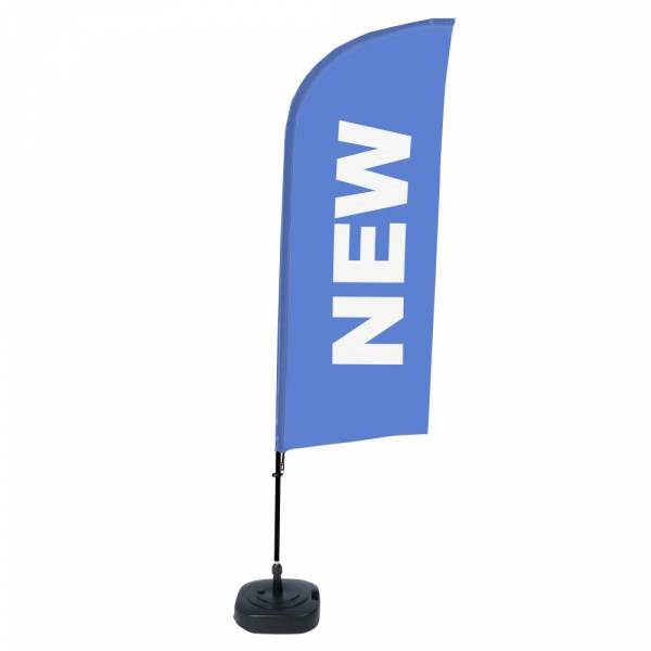 Beachflag Alu Wind Komplett-Set Neu Blau Englisch