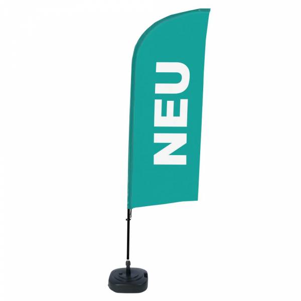 Beachflag Alu Wind Komplett-Set Neu Türkis Deutsch ECO