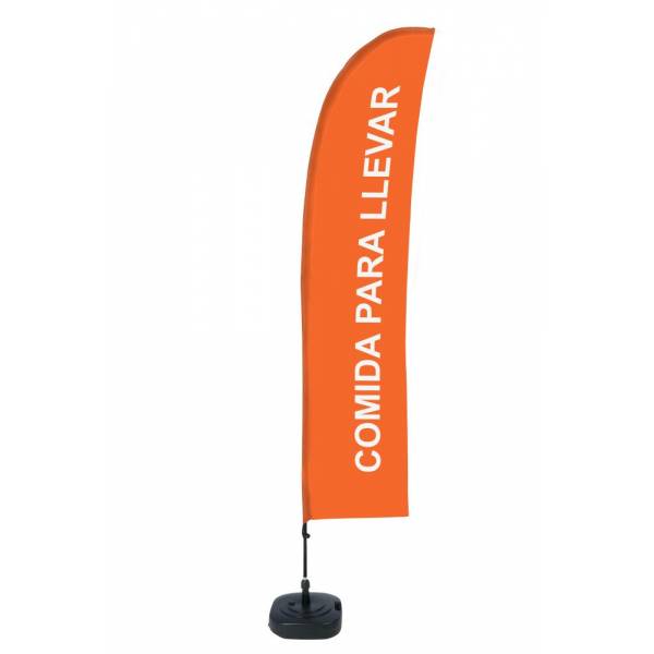 Beach Flag Budget Wind Complete Set Take Away Orange Spanish ECO