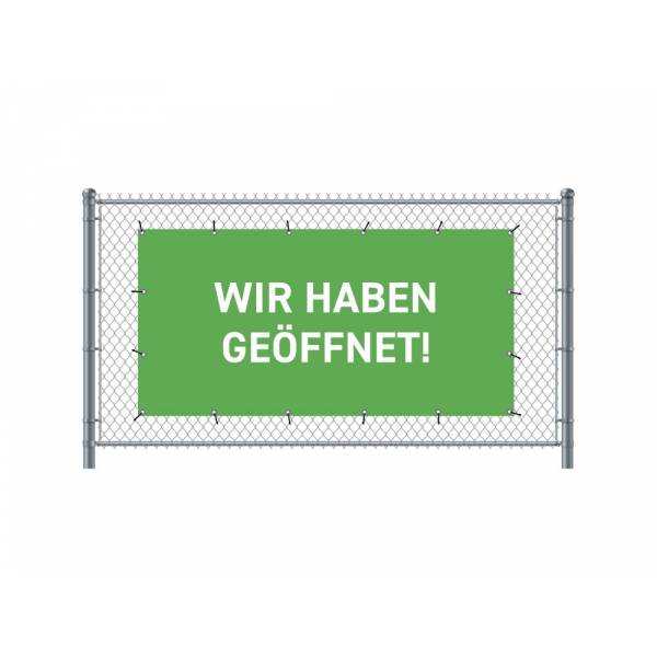 Zaun-Banner 200 x 100 cm Geöffnet Deutsch Grün