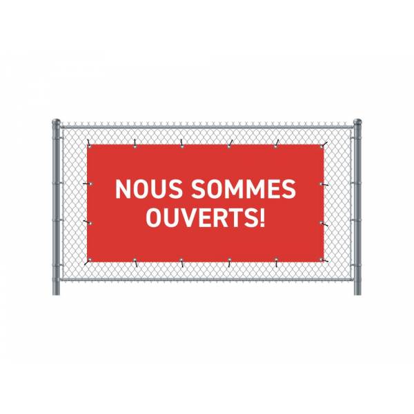 Zaun-Banner 200 x 100 cm Geöffnet Französisch Rot