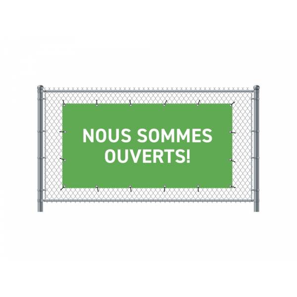 Zaun-Banner 200 x 100 cm Geöffnet Französisch Grün