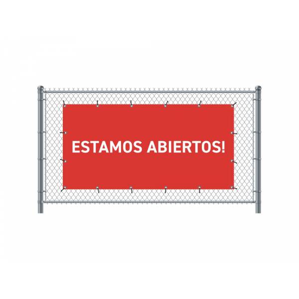 Zaun-Banner 300 x 140 cm Geöffnet Spanisch Rot