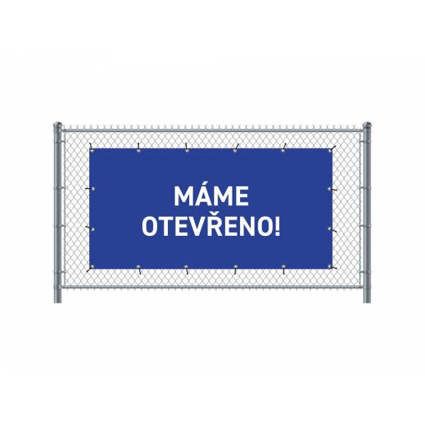 Zaun-Banner 200 x 100 cm Geöffnet Tschechisch Blau
