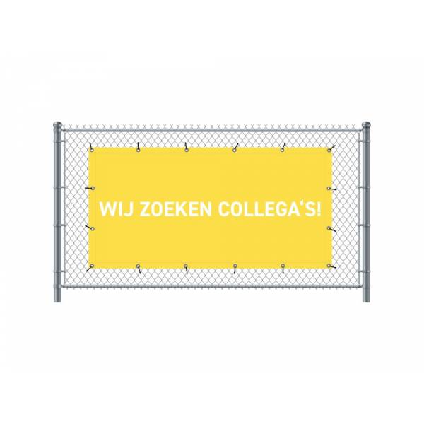 Zaun-Banner 300 x 140 cm Wir Stellen Ein Holländisch Gelb