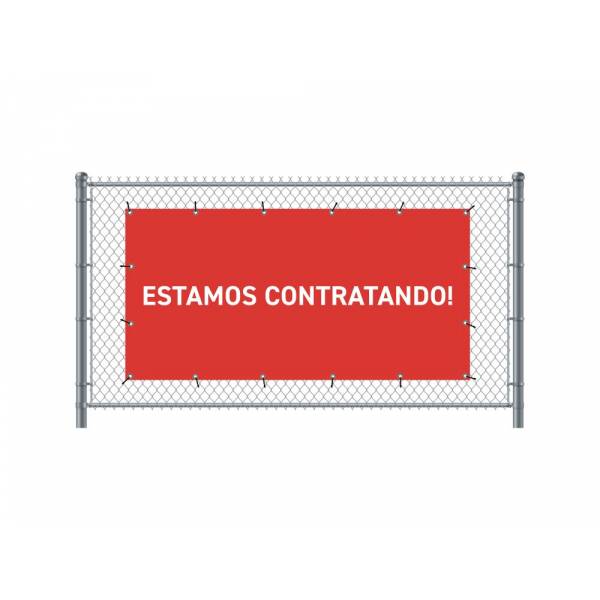 Zaun-Banner 300 x 140 cm Wir Stellen Ein Spanisch Rot