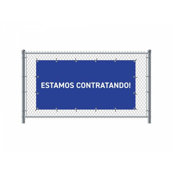 Zaun-Banner 300 x 140 cm Wir Stellen Ein Spanisch Blau
