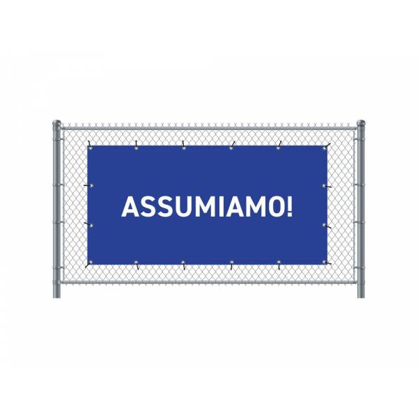 Zaun-Banner 300 x 140 cm Wir Stellen Ein Italienisch Blau