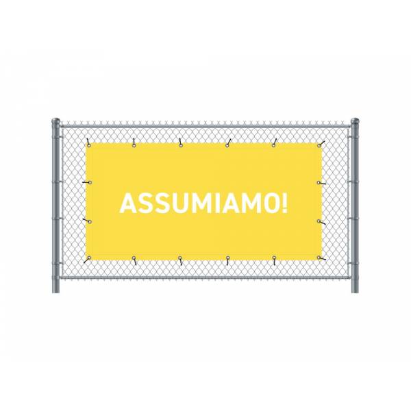 Zaun-Banner 300 x 140 cm Wir Stellen Ein Italienisch Gelb