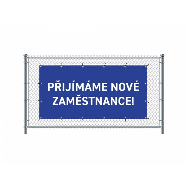 Zaun-Banner 300 x 140 cm Wir Stellen Ein Tschechisch Blau