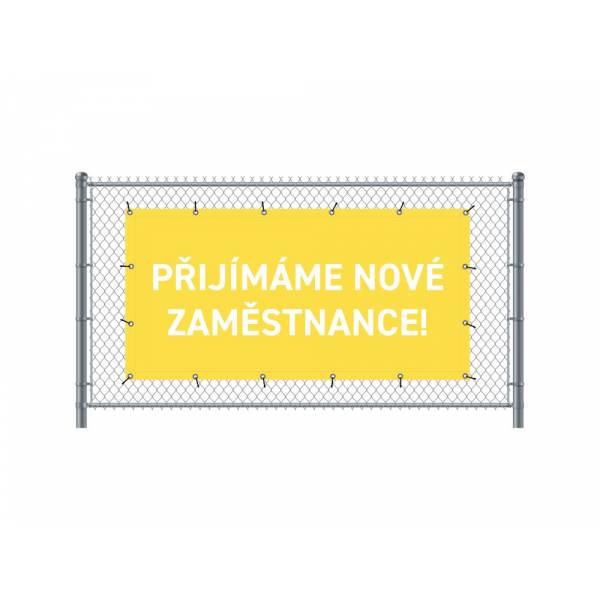 Zaun-Banner 200 x 100 cm Wir Stellen Ein Tschechisch Gelb
