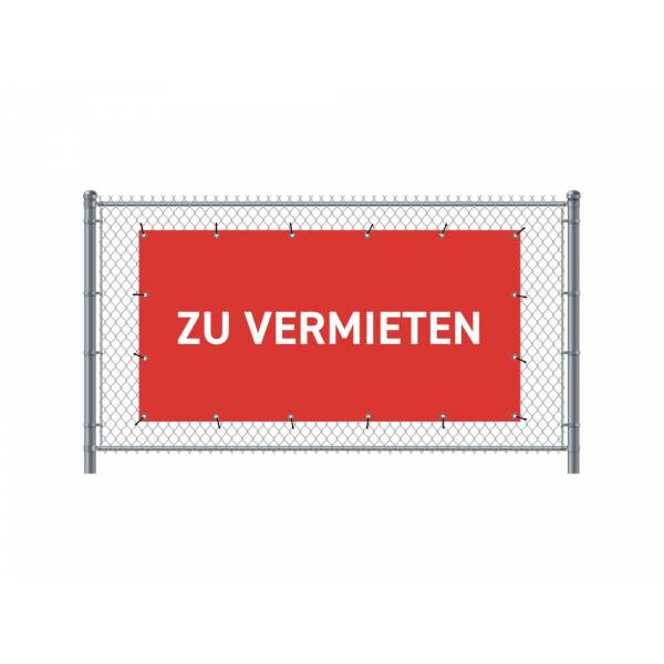 Zaun-Banner 300 x 140 cm Zu Vermieten Deutsch Rot