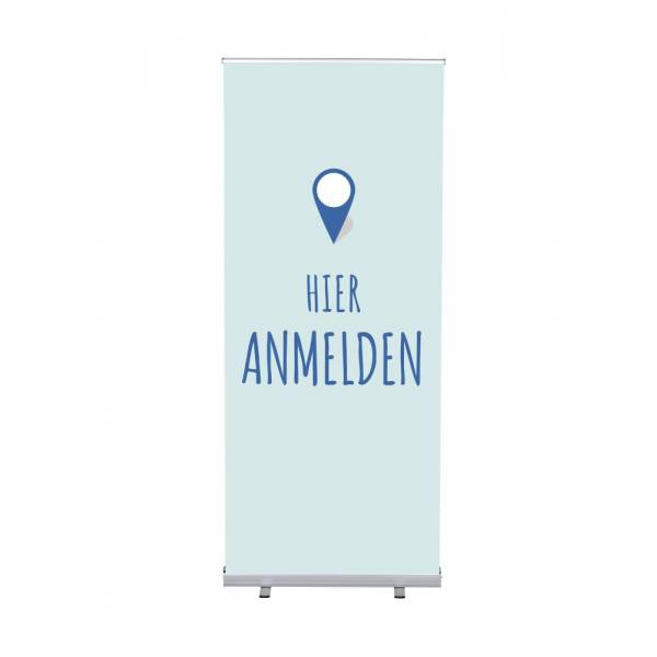 Roll-Banner Budget 85 Komplettset Hier Anmelden Blau Deutsch