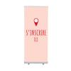 Roll-Banner Budget 85 Komplettset Hier Anmelden Blau Englisch - 0