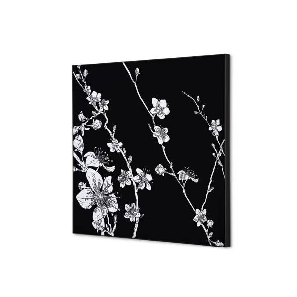Spannstoff Wanddekoration SET 40 x 40 Japanische Kirschblüte Schwarz
