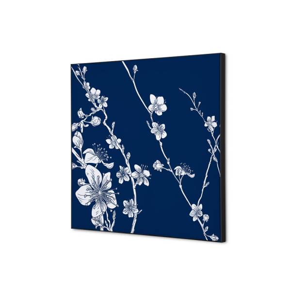 Spannstoff Wanddekoration SET 40 x 40 Japanische Kirschblüte Blau