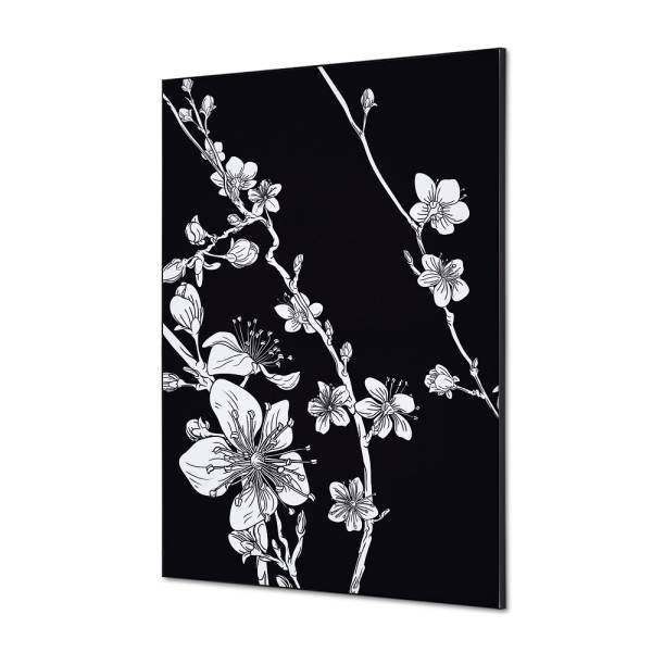 Spannstoff Wanddekoration SET A1 Japanische Kirschblüte Schwarz